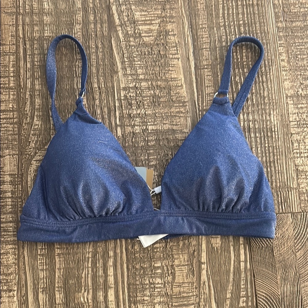 Bari swimwear Blue glitter Triangle Bikini top